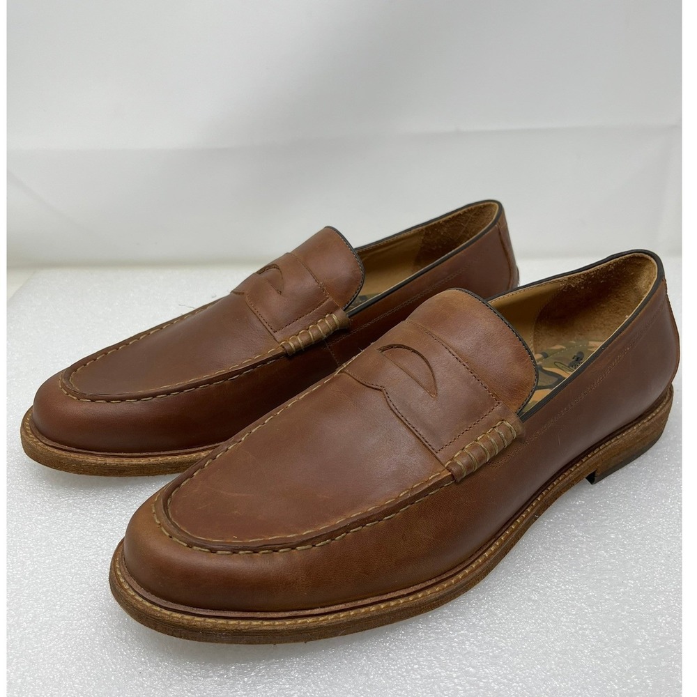 Warfield & Grand Mens 13 Tan Leather Penny Loafers Moc Toe Slip On Shoes
